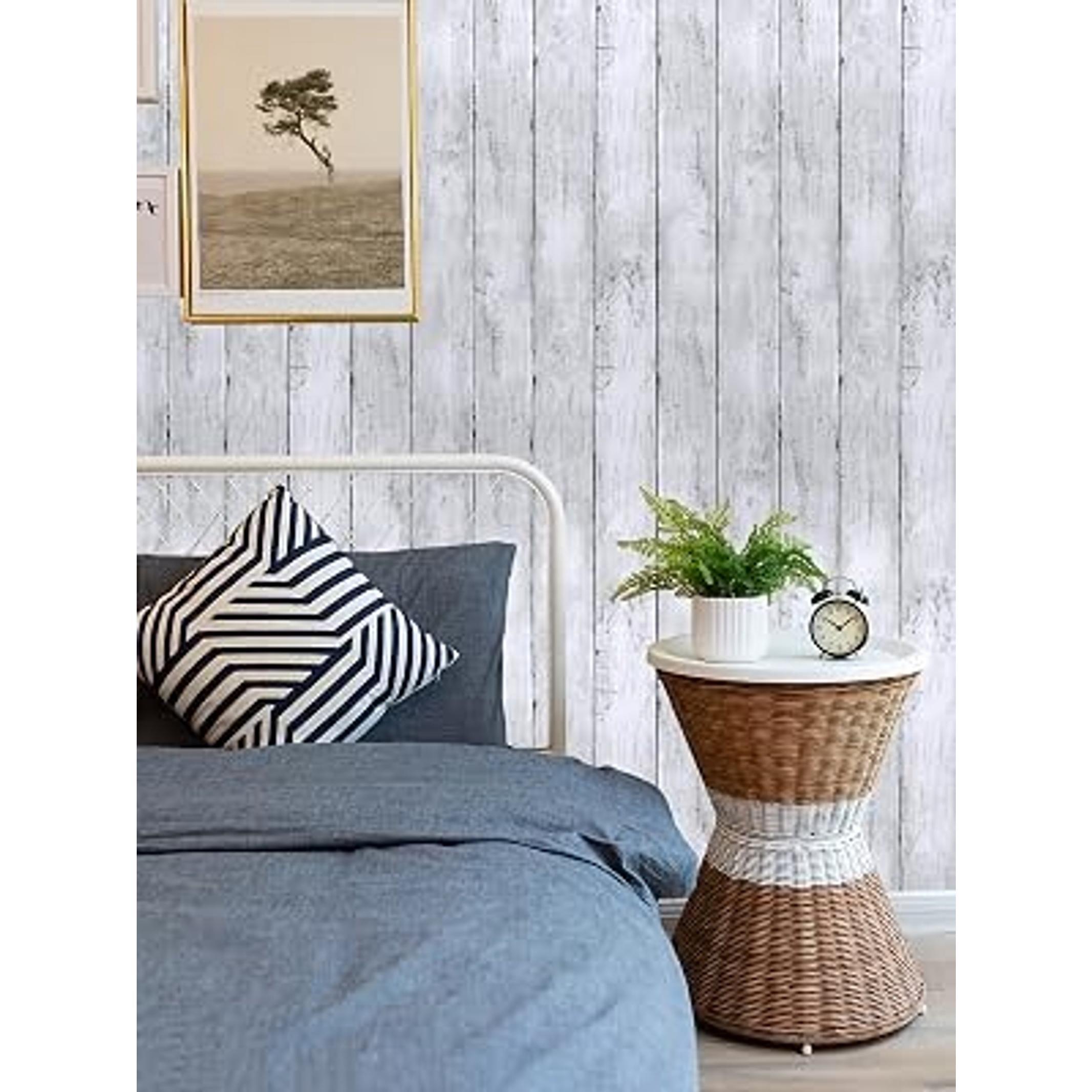 393"X17.7" Wood Peel and Stick Wallpaper White Self Adhesive Removable Vintage Wood Plank Contact Paper for Bathroom Decor Walls Covering Wardrobe Large Size Vinyl