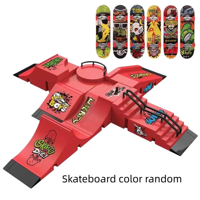 Creative Kids Finger Skateboard Set, Indoor Outdoor Play, Develops Motor Skills, Professional Training, Birthday Gift, Random Colors
