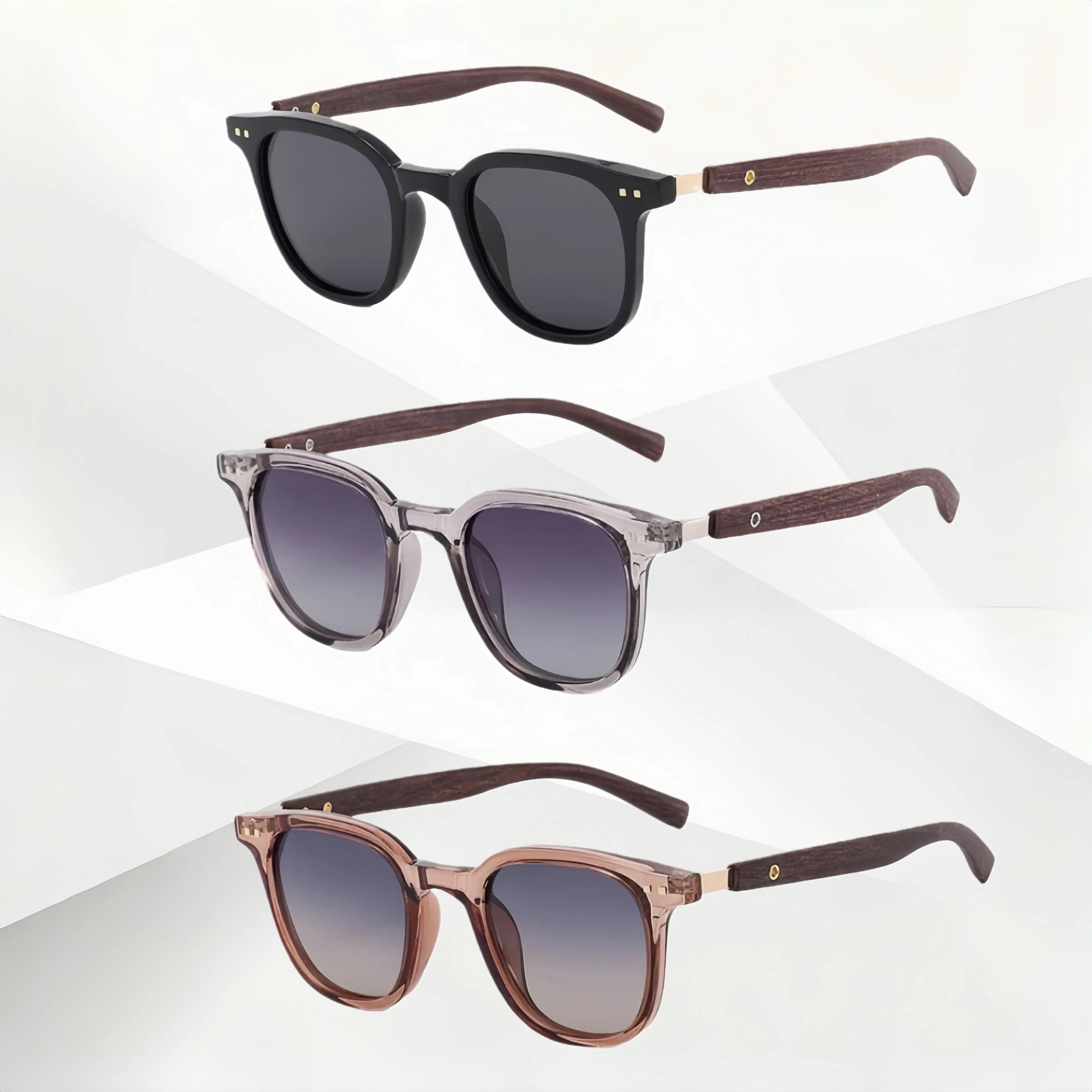 3 Pack Women’s Retro Wood Grain Square Sunglasses, UV400 Protection Brown Shades Set, Flattering Frame for Round Faces, Stylish Fashion Sunglasses for Travel, Outdoor Sports & Daily Wear
