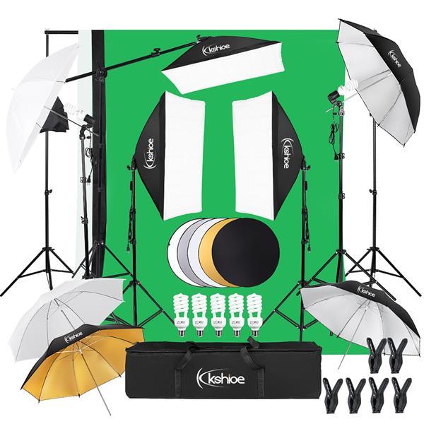 Umbrella Photography Stand Kit,Softbox Lighting Kit, Photo Equipment Studio Softbox 20" x 27", with E27 Socket and 2x5500K Instant Brightness Energy Saving Lighting Bulbs, Photography Kit for Portrait Studio Video Recording, Filming, Podcast