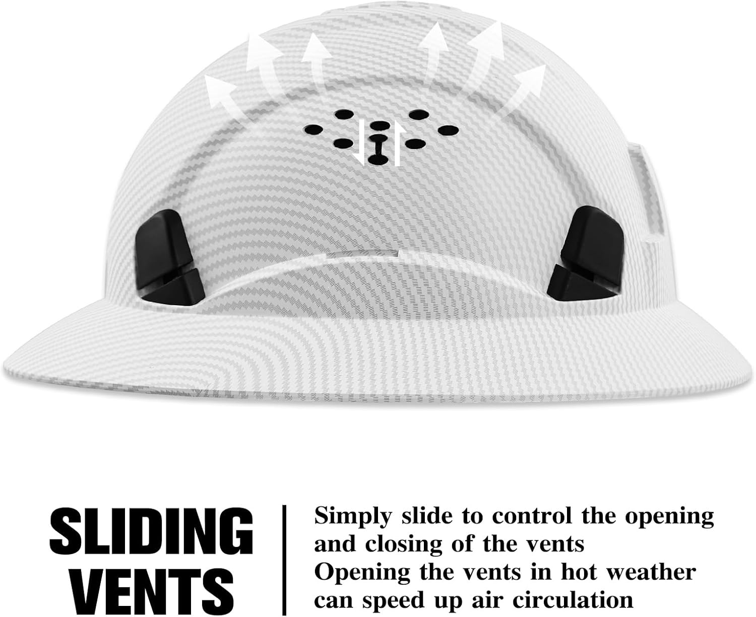 Full Brim Hard Hat construction , Vented Adjustable Lightweight Hardhat with Sunshade, 6-Point Suspension Ratchet Knob, Hard Hats for Men Women DIY Farm Warehouse