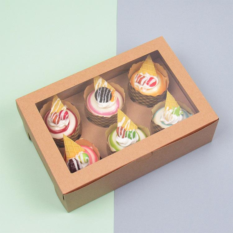 20/15/10/5/1pcs 4/6 Pack Clear Window Muffin Boxes, Kraft Paper Cupcake Containers for Bakery Desserts.needoh.paper plates