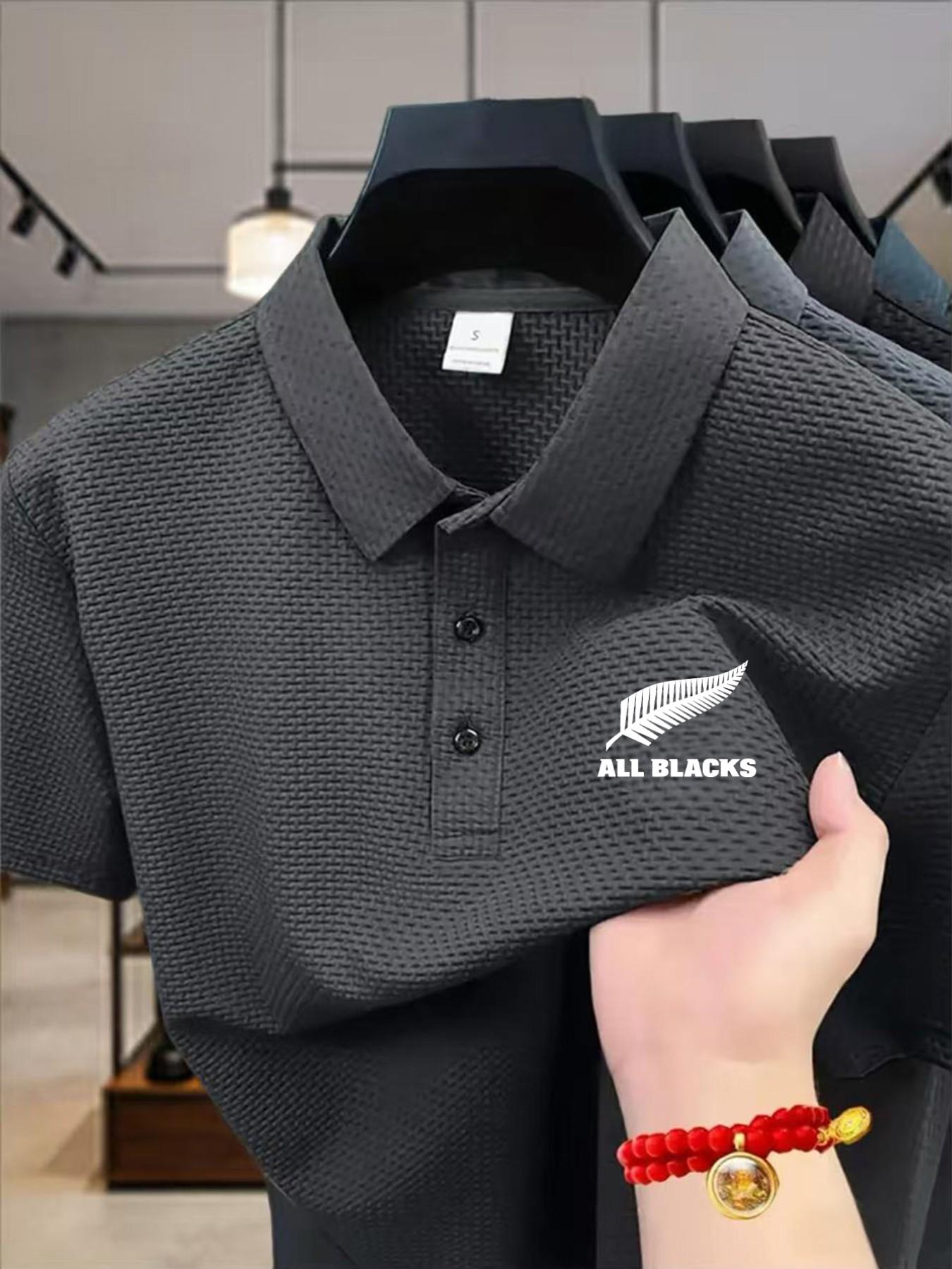 Men's Outdoor Sport Quick-Dry Short Sleeve Polo Shirt, Golf Business Casual Collar, Stretch Breathable Comfort, Rugby Print, Ideal Gift