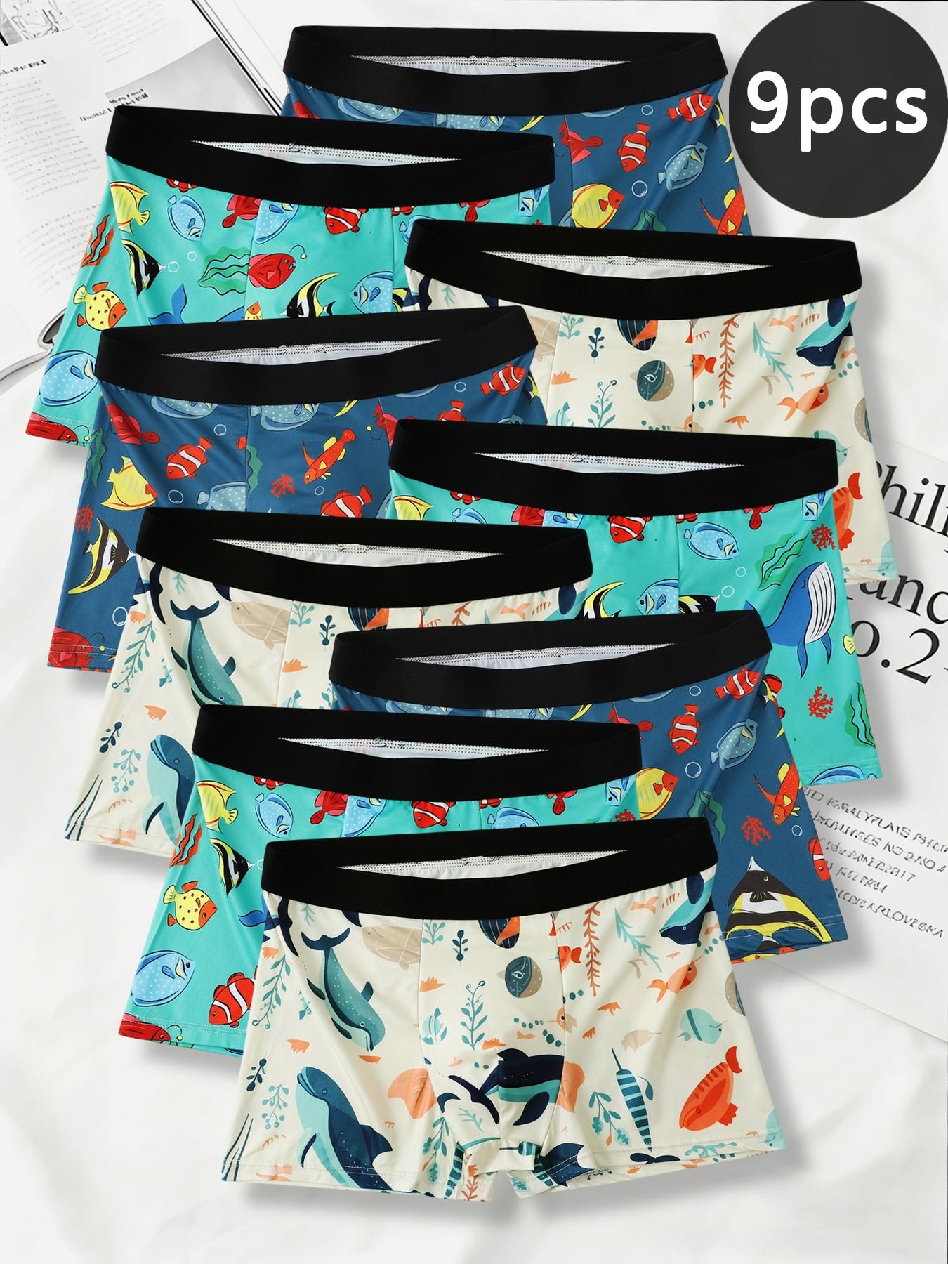Men's Ocean Series Boxer Briefs with cartoon prints, comfortable and breathable, offering a different style every day!
