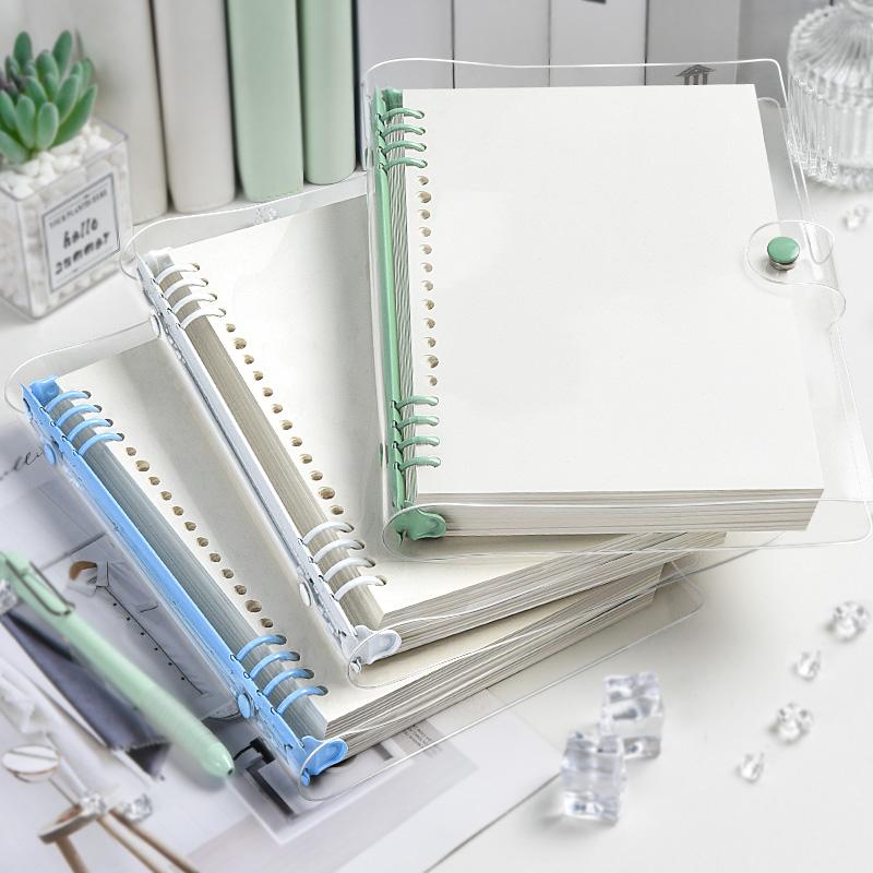 60 Sheets Transparent Loose Leaf Notebook Refillable Binder A5 B5 Clear Cover Large Capacity Smooth Writing Pages Easy Organize Study Notes Planner Journal School Office Back to School Supplies Minimalist Design Portable Durable Spiral Notebook