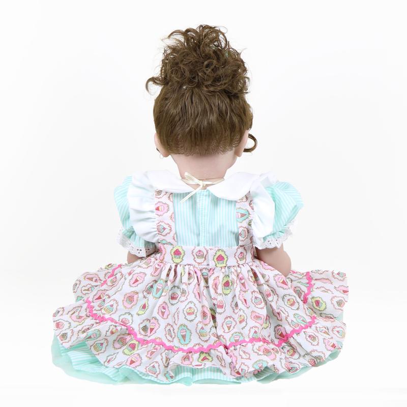 “Happy Birthday Girl” – 22” Realistic Reborn Toddler Doll with Rooted Hair, Soft Full Vinyl Body, 3D Painted Face Veins, Festive Cupcake Party Dress, Accessories – Ages 3+