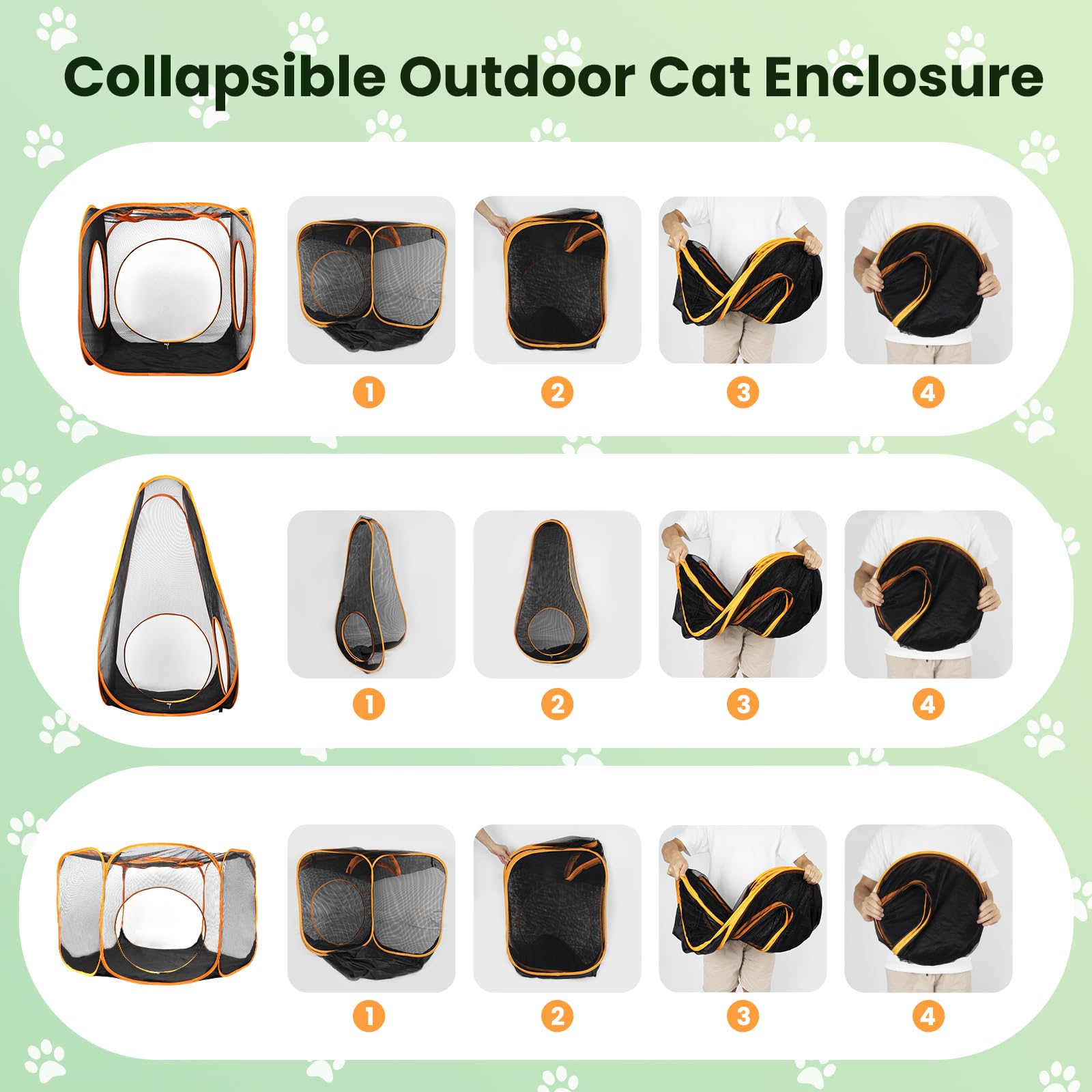 Outdoor Cat Enclosures, 6-in-1 Outdoor Cat Tent with Cat Tunnel DIY in Multiple Ways, Cat Playpen Play Tents for Cats Rabbits Ferrets and Small Animals, Indoor/Outdoor Cat House
