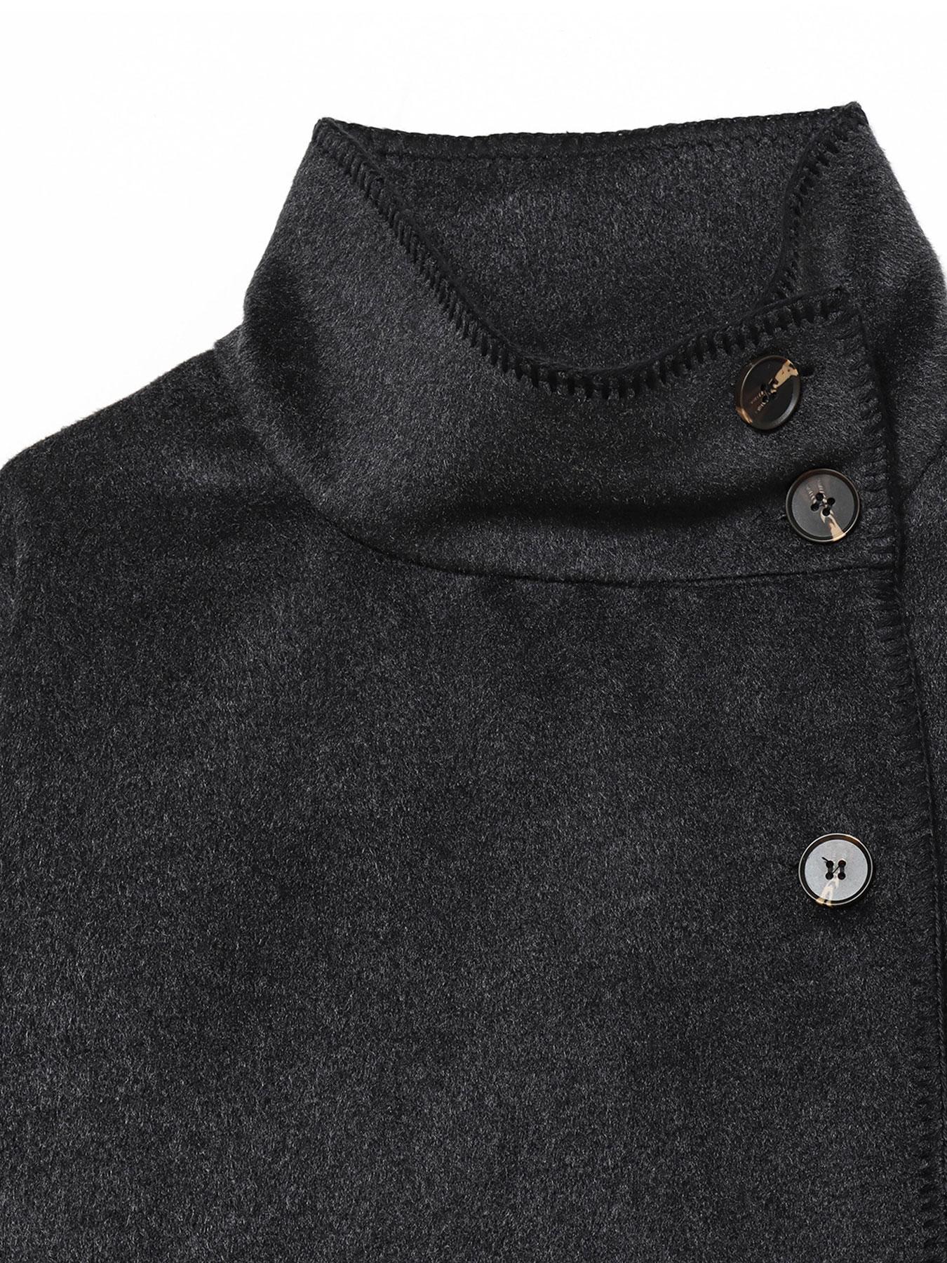 Women's Solid Button - Up Jacket Coats Yellow & Gray High Neck Spring & Fall Oversized Sleeves Casual Chic & Unique Outerwear Women's Fashion Piece Ladies Clothes for Daily Wear