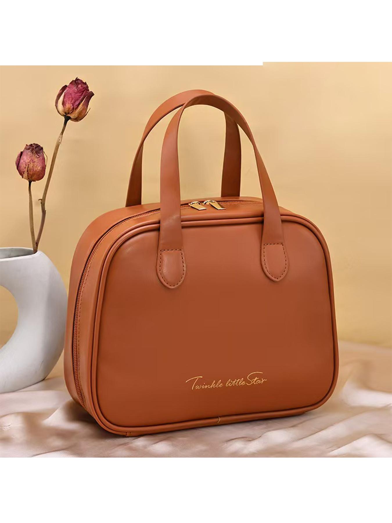 High-End PU Makeup Bag, Large Capacity Travel Cosmetic Organizer, Multi-Functional Bathroom Storage, Portable Partitioned Washbag