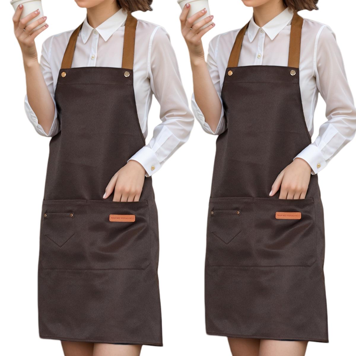 2-Pack Chef Apron, Adjustable Kitchen Café Work Apron, 2 Pockets, Unisex, Cooking Baking Restaurant Apron, All Seasons, Minimalist Style