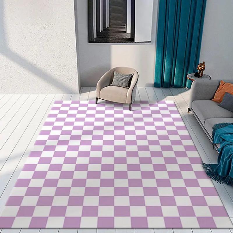 Black and White Checkerboard Flannel Area Rug - Classic Checkered Print Soft Mat for Living Room & Bedroom, Non-Slip Minimalist Home Decor #CheckerboardRug #BlackWhiteCheckMat #MinimalistHomeDecor #CheckeredCarpet #NonSlipFlannelRug