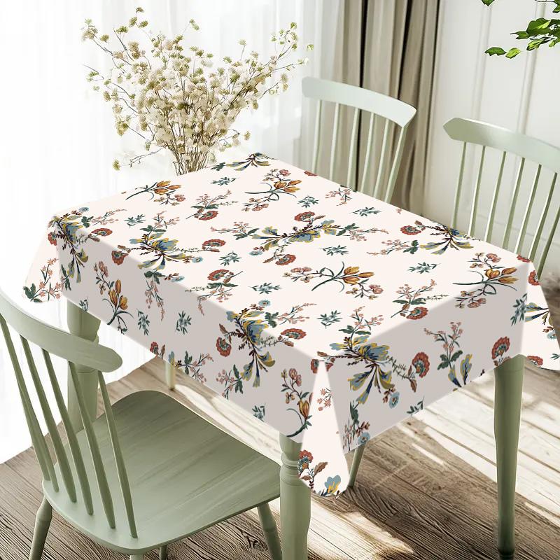 Rectangular Tablecloth Spring Summer Vintage Floral Pattern Washable, Indoor Outdoor Decor, Home Kitchen Living Room Dining Decoration, Floral Jacquard Fabric