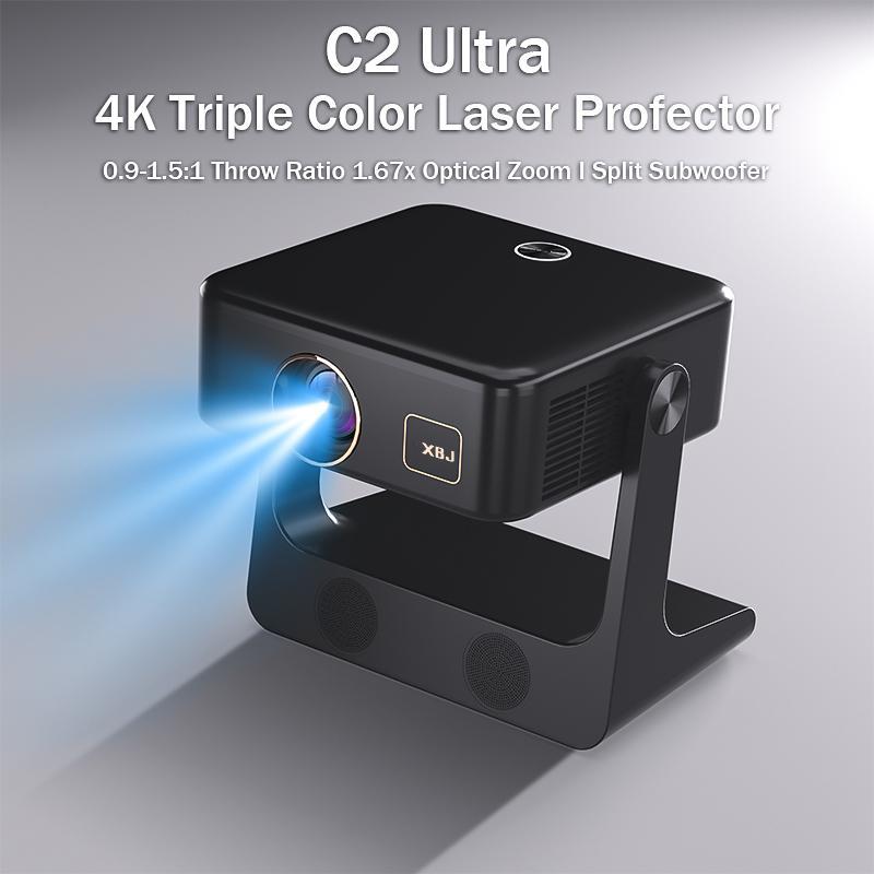 XBJ Native 1080P Portable Outdoor Movie Projector with Speakers, Compatible with Smartphone, HD, USB, AV, PS5, Full HD Mini Projector - Audio, WiFi, Bluetooth connectivity available! Micro Black Crystal