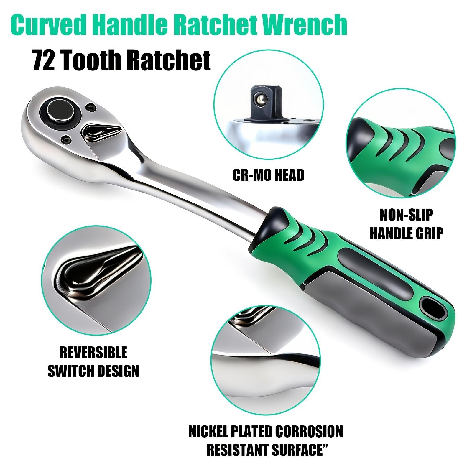 72-Tooth Quick Release Ratchet，1/4" 3/8" 1/2" Drive Socket Wrench, Reversible Ratchet Wrench , Professional Hand Tool for Automotive Repair and Mechanics Use
