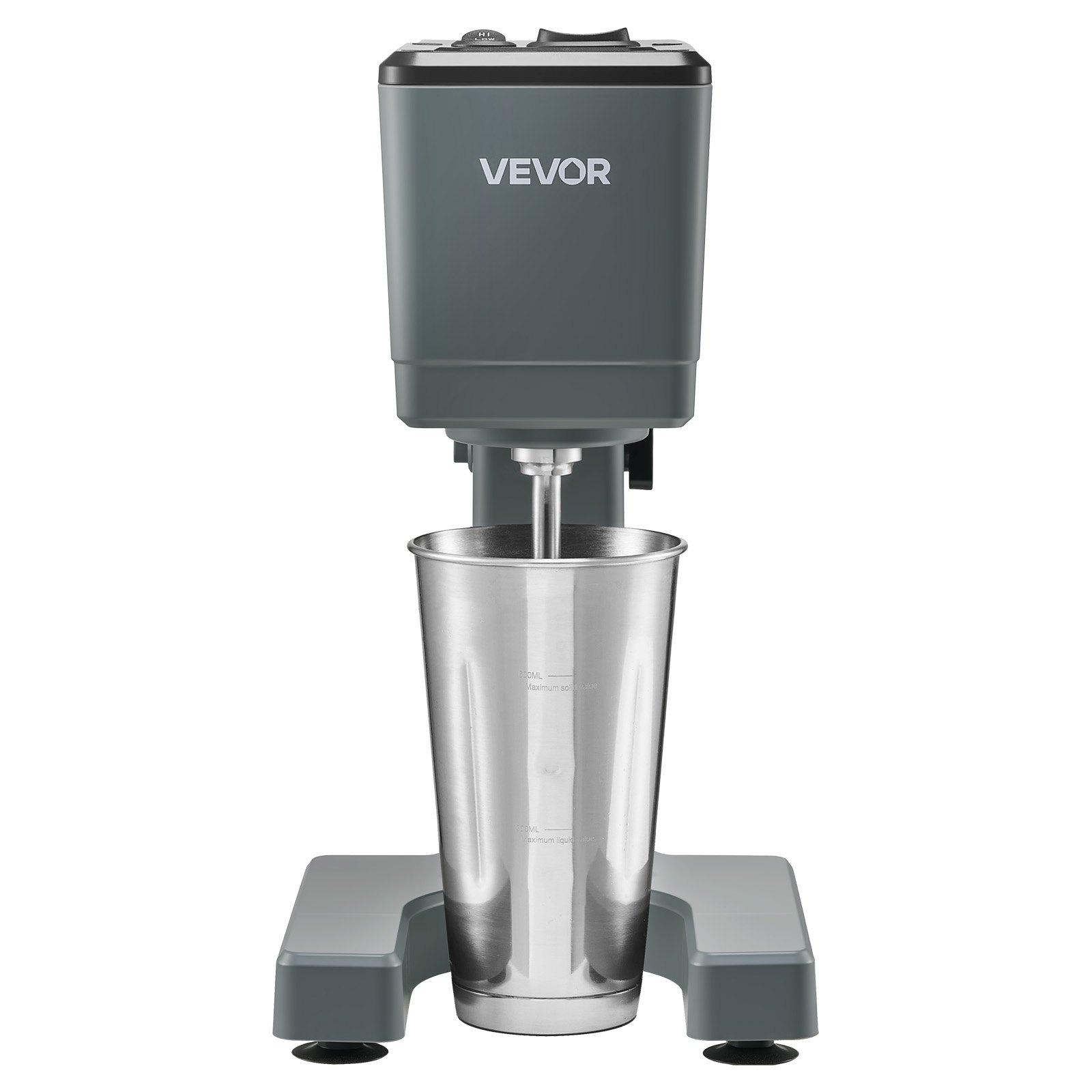 VEVOR Single-Head Stand Mixer - 150W (100 to 1199 W) AC120V Dual-Speed Steel & Plastic Milkshake Maker, 7.56× 7.48×13.78 In/ 192× 190× 350 Mm, 6.83 lbs, Stainless Steel Cup, No-Load Gear 1:17,000 rpm for Home Kitchen, Bar Beverage Shop