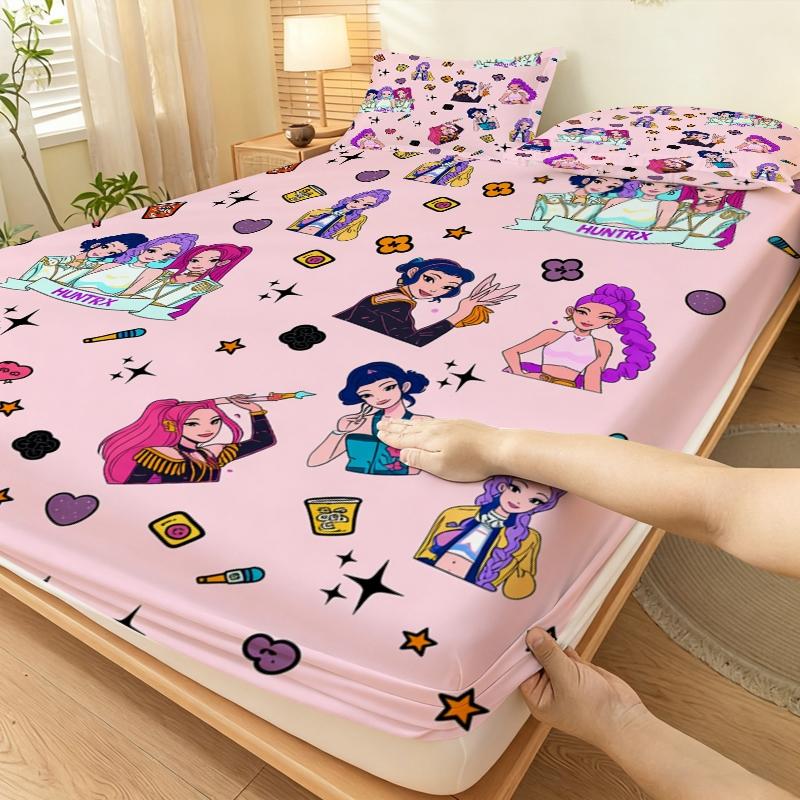 Geometric Pattern Bedding Set, 3 Counts/set Including 1 Count Fitted Sheet & 2 Counts Pillowcase without Filler, Soft Comfortable Bedding Set for Home Bedroom, Bedsheet Sets, Bed Sheets Set