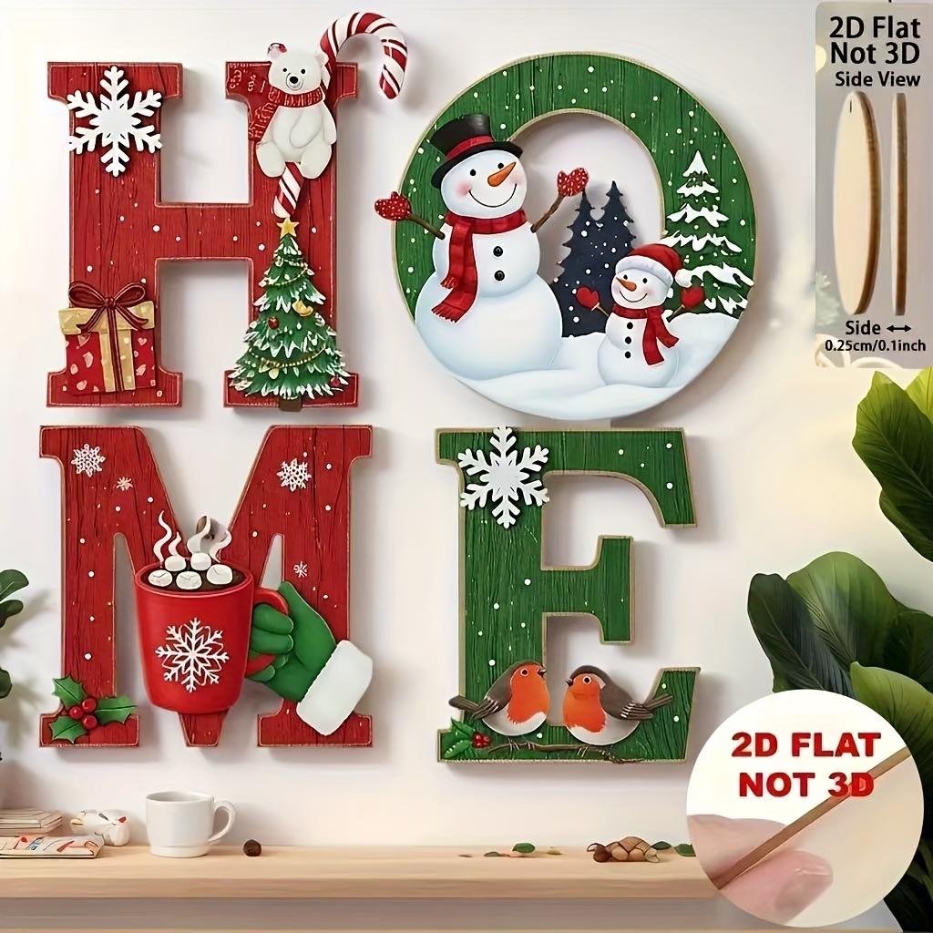 Christmas Theme Home Letter Ornament Set, Includes Snowman & Gingerbread Man Elements, Festive Style, Desktop Decoration, Holiday Decor