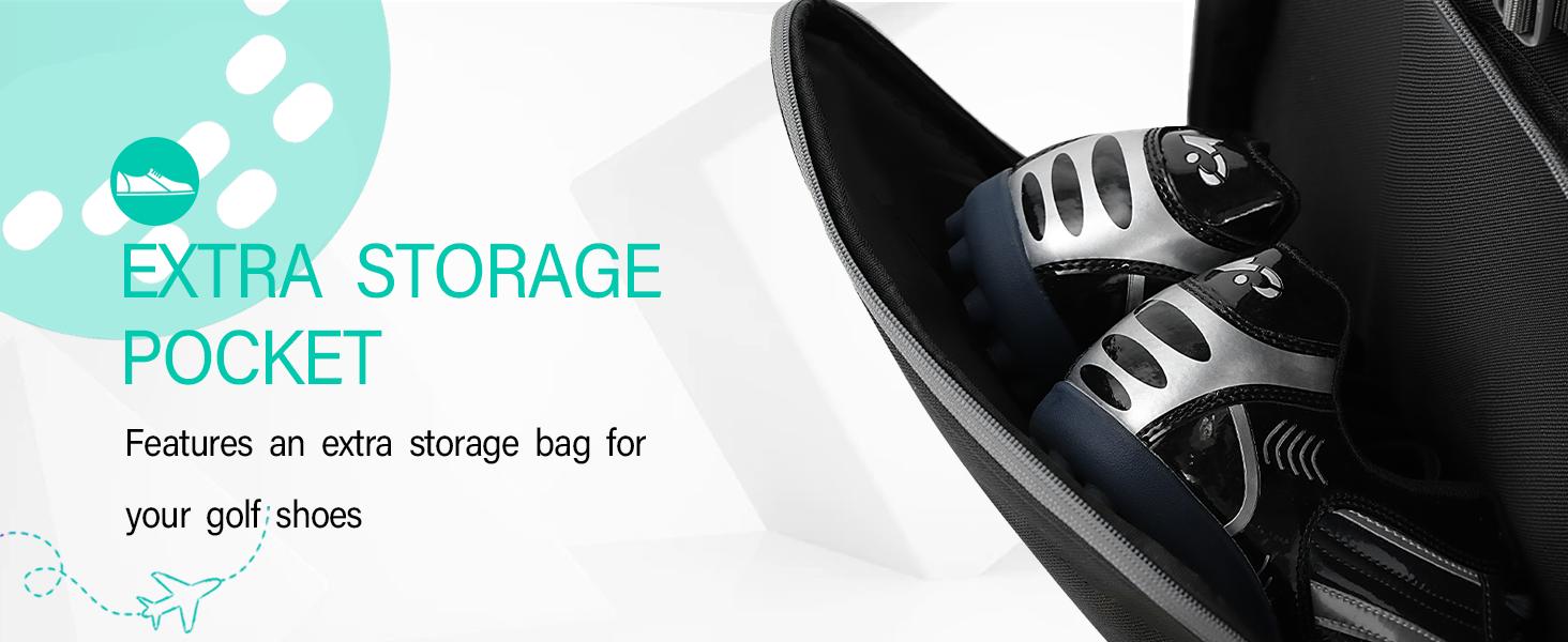 GoHimal Golf Travel Bag with Adjustable Support Rod, 900D Heavy Duty Oxford Fabric Golf Travel Case for Airlines with Wheels