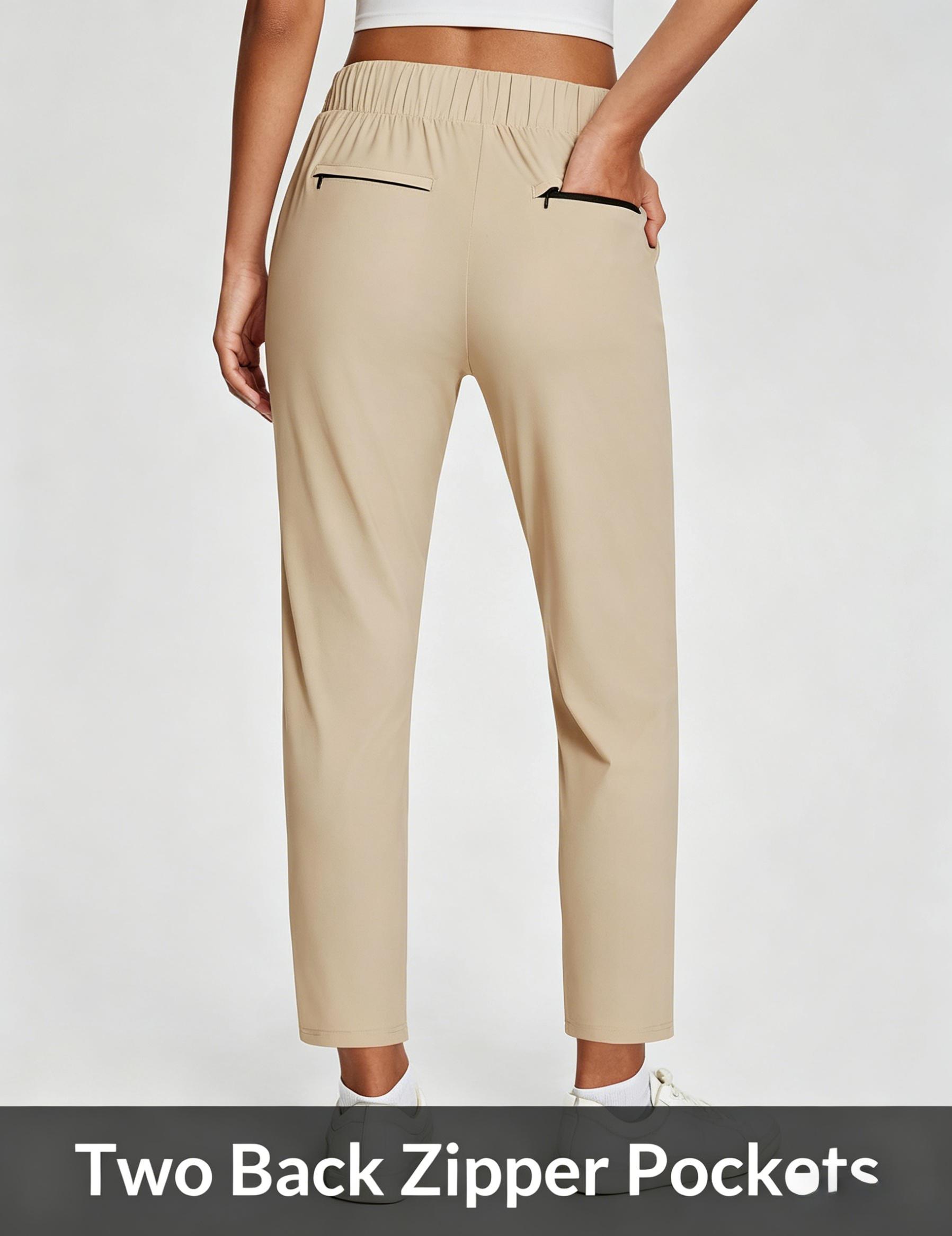 High Waist Slim Ankle Pants for Women, Quick Dry Stretch Work Pants with Zipper Pockets, Ideal for Golf, Travel & Business Casual