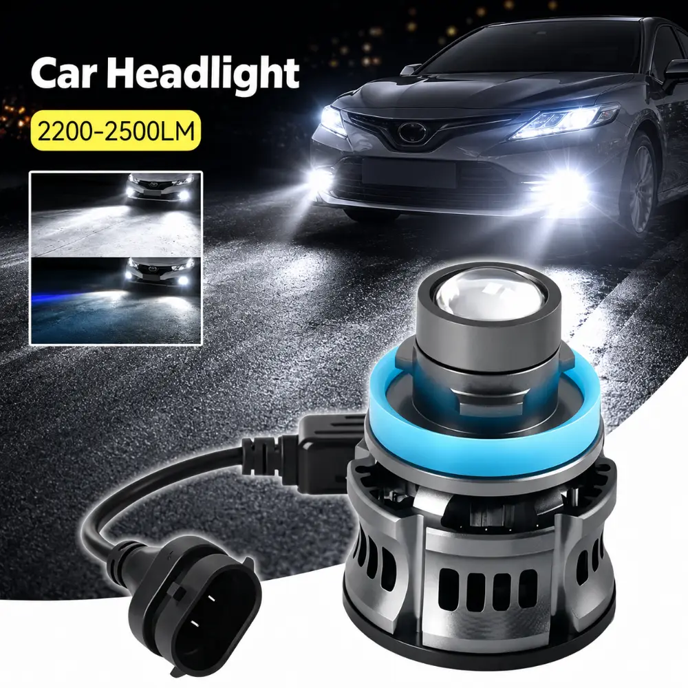 OPRAH 2PCS Automotive LED Laser Projector Lens Headlight/Fog Light Bulbs, CAN Bus Compatible (9005/9006/H11/H7), Turbocharged Fog Lights, Optional White/Yellow/Ice Blue Light, Modified LED Lights, Headlight Modification Kit, Suitable for Modified Vehicles