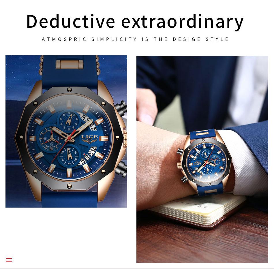 LIGE Men Watches Fashion Outdoor Waterproof Men's Sport Quartz Watch With Chronigraph LIGE Men Watches Fashion Outdoor Waterproof Men's Sport Quartz Watch With Chronigraph