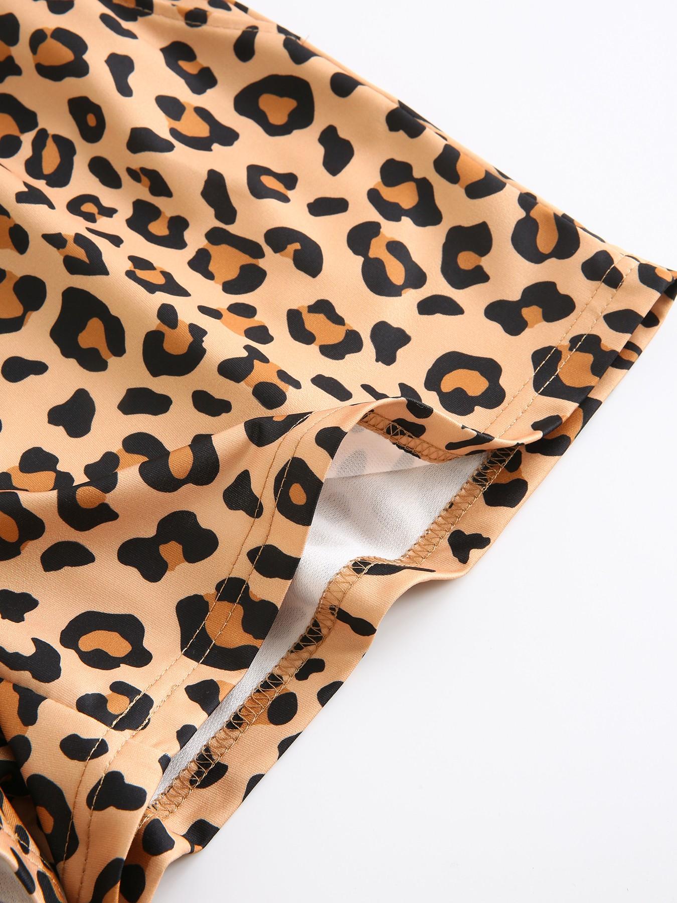 3-Pack Women's Summer Casual, Fashion, Elastic Waistband Shorts: Leopard Print + Solid Color – Comfortable, Loose Fit. Soft fabric, slant pockets, letter tag design. Suitable for daily light exercise, going out, home wear