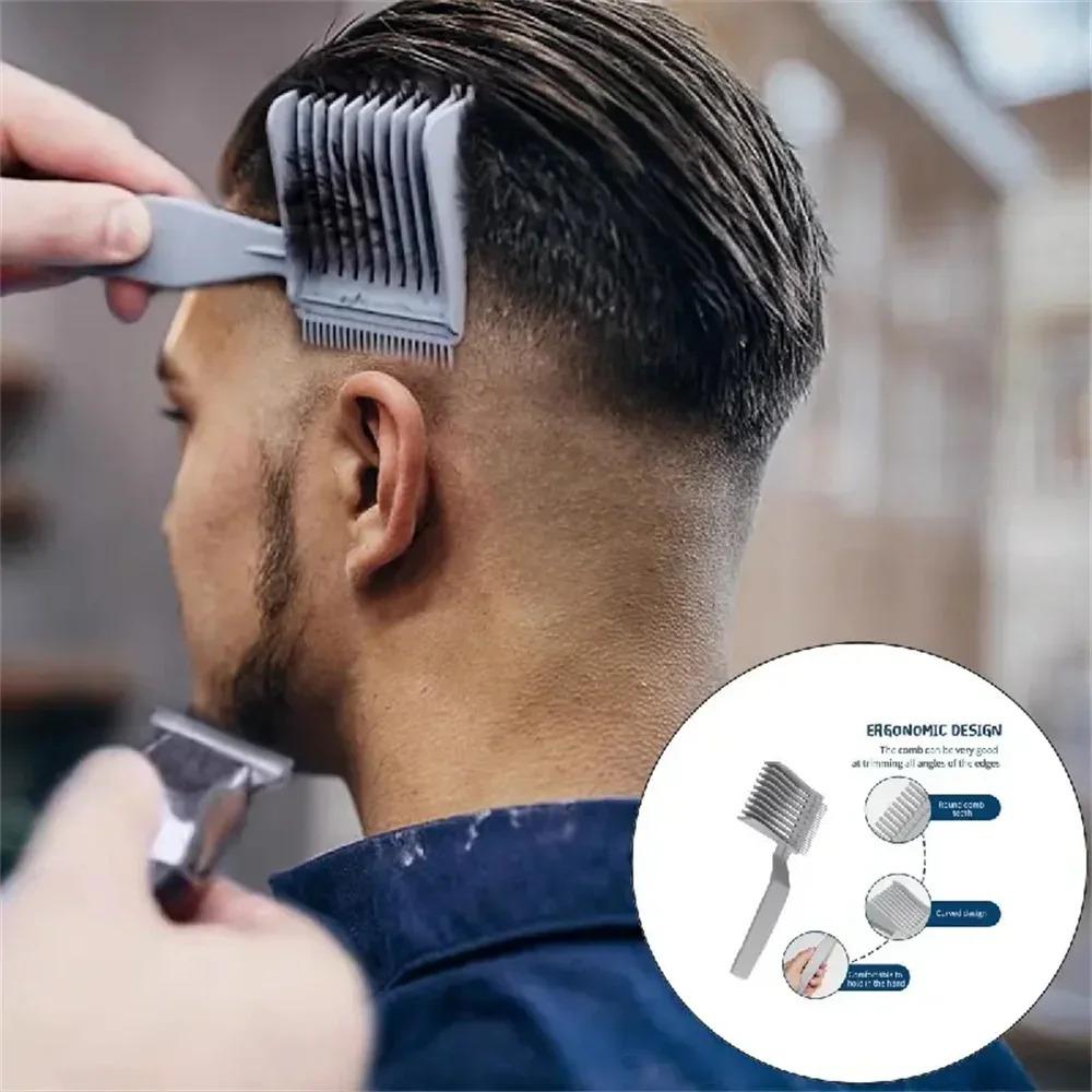Professional Men's Hairdressing Comb, Long Handle Barber Dyeing Comb, Gradual Hair Cutting Tool, Flat Top Trimming Attachment
