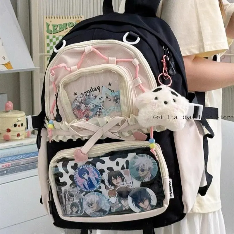 Italife Dopamine Anmie Clear Ita Backpack for Women Back To School Japan Girl Big Ruffles Itabag for Pins Display with Bows H259