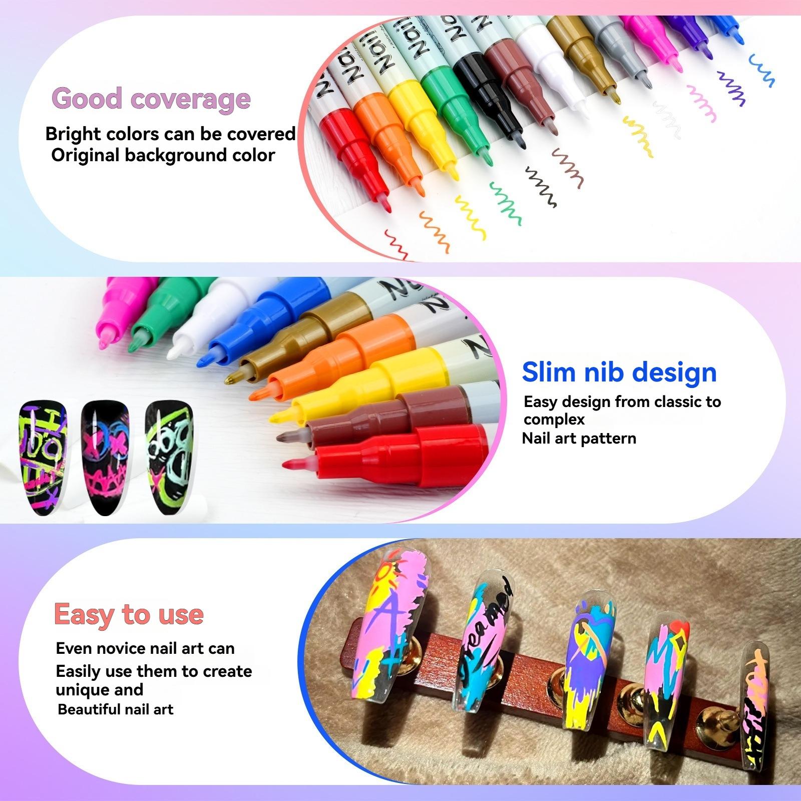24 Color Nail Art Pens Set, Quick-Dry Nail Paint Markers, Doodle Pen Kit, Christmas Gift, Manicure Drawing Flower Pens
