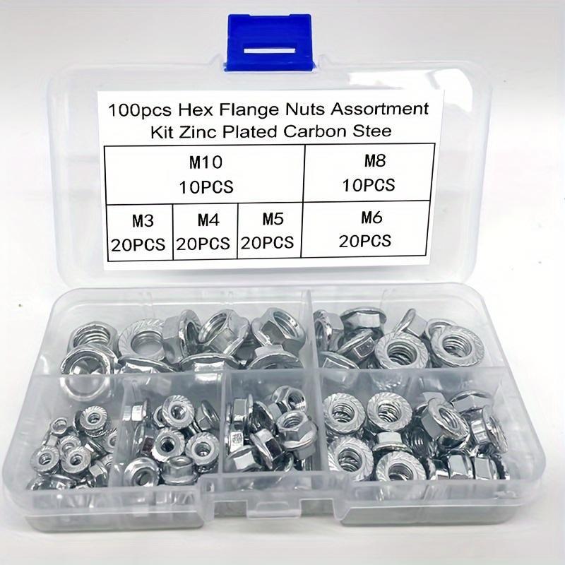 100pcs galvanized hexagonal flange nuts - anti slip, fully threaded, tooth polished, used for safe fastening