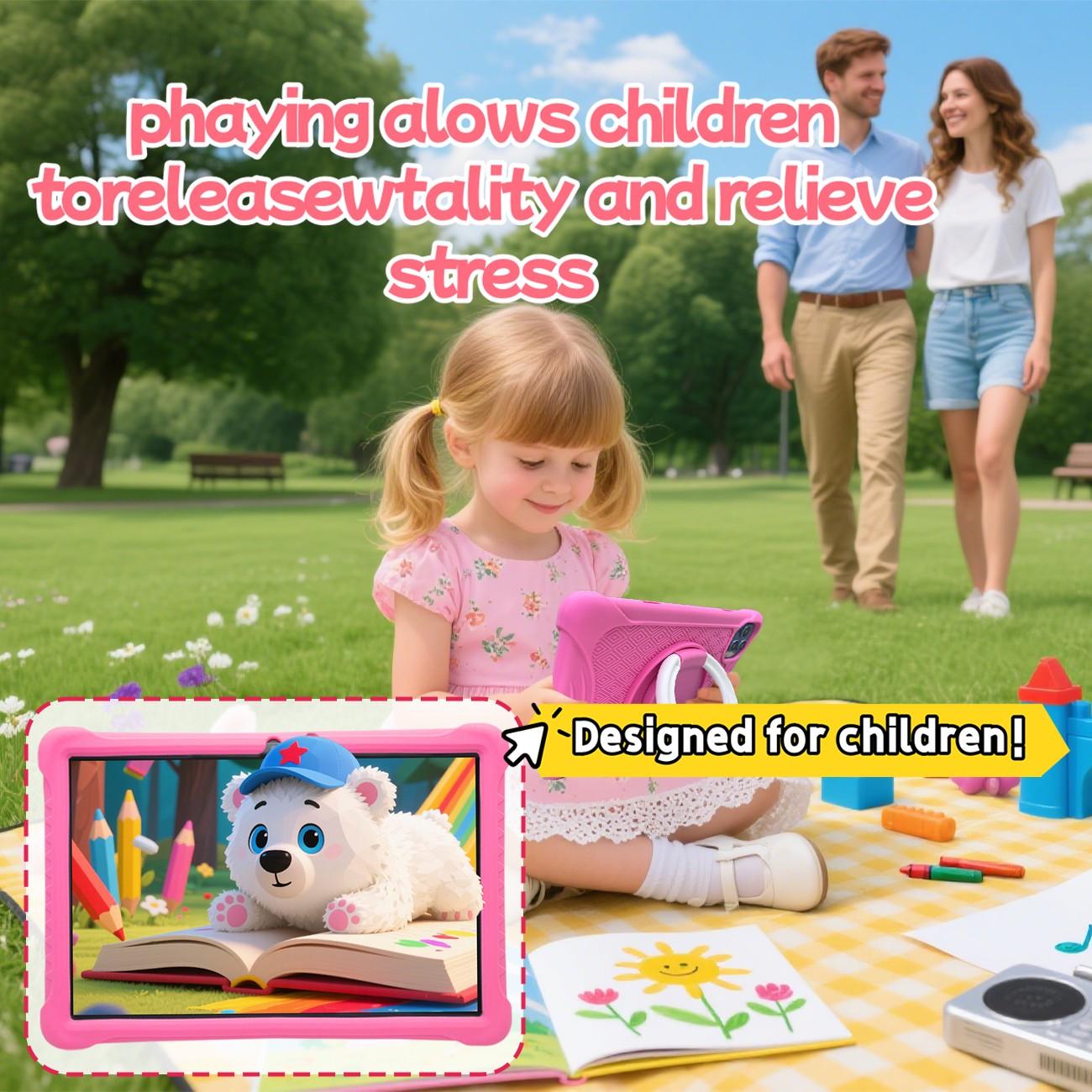 [New Gift Product] 10.1-inch Android tablet with anti-drop tablet case. Portable 5G WIFI Bluetooth dual-camera, high-definition IPS screen, with shockproof protective case, supports parental control, children's learning, online classes, games, Gift