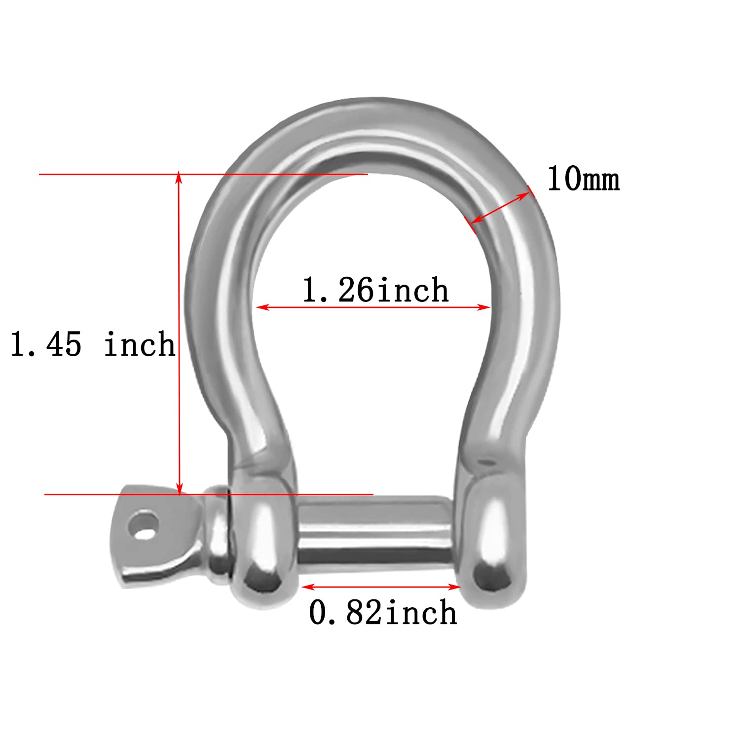 304 Stainless Steel Screw Pin Anchor Shackle, 2-Count 3/8 Inch (10 mm) Abrasion Resistant High Strength Shackle for Outdoor Enthusiasts’ Towing Gear