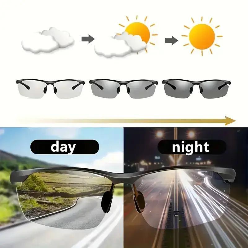 Fashionable Color Changing Glasses With Metal Frame And Color Changing Lenses, Perfect For Outdoor Activities, Vacations, Travel, Fishing, Photography Accessories For Men And Women Polarized Driving