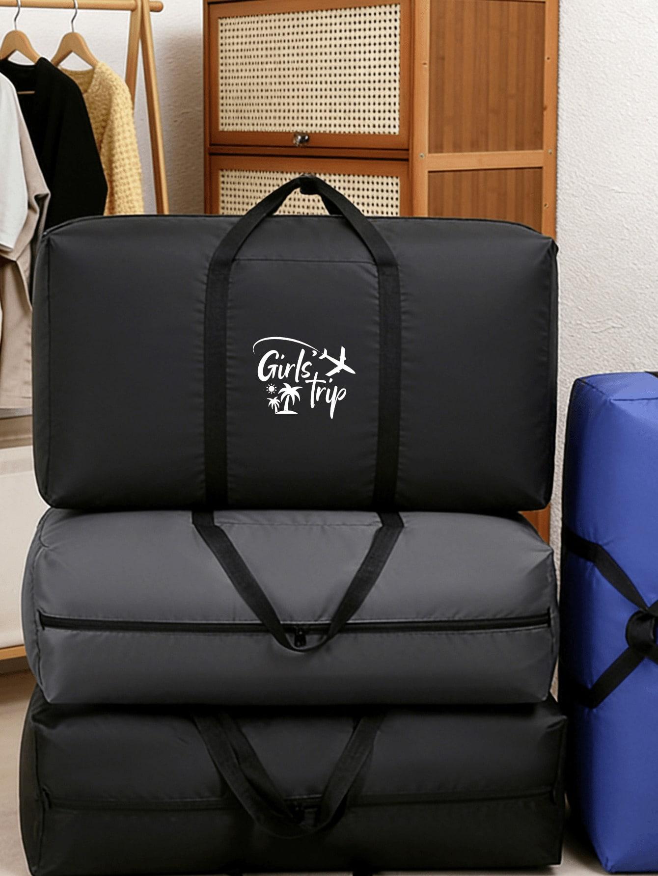 1 foldable travel bag, unisex storage bag, portable handbag, large capacity luggage bag, airplane pattern, multifunctional travel accessory, luggage bag, moving bag, Oxford cloth material, packing luggage bag