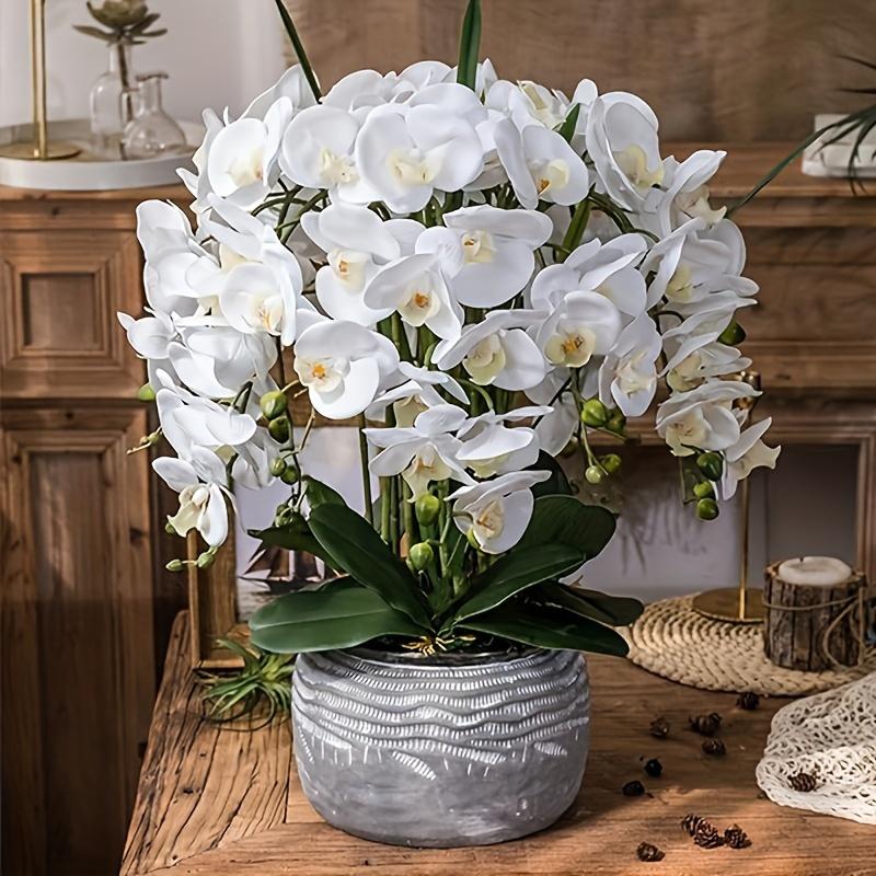 3 artificial butterfly orchids with simulated tactile flower heads and artificial stems, suitable for engagement/wedding bridal bouquets, Valentine's Day, Mother's Day, Easter, spring/summer indoor home garden decoration