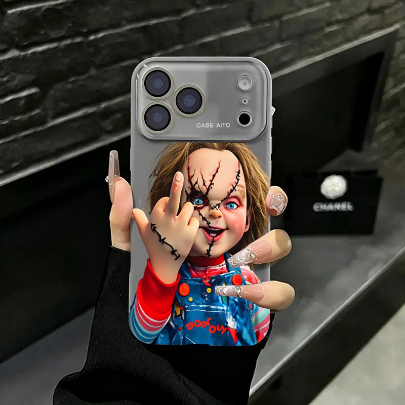 Chucky Creepy Gesture Pattern Liquid Casing for iPhone 17, 16, 15, 14, 13, 12, 11 (Pro, ProMax, Plus) - Large Window, Skin-Touch Border, Shock-Absorbing, Camera Protection for Smartphone, Cellphone, Handheld Devices, Protector Chucky Creepy Gesture Pattern Liquid Casing for iPhone 17, 16, 15, 14, 13, 12, 11 (Pro, ProMax, Plus) - Large Window, Skin-Touch Border, Shock-Absorbing, Camera Protection for Smartphone, Cellphone, Handheld Devices, Protector