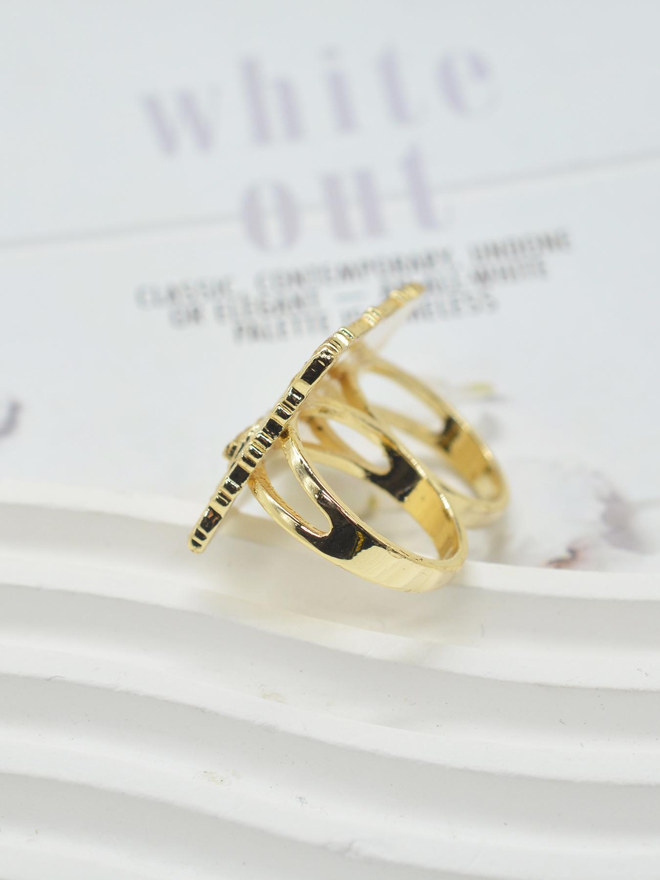 Punk Hip Hop Copper Gold Plated Last Supper Men's Two-Finger Ring, Religious Jewelry, Juda Thirteen Apostles Design, Unique Fashion Accessory