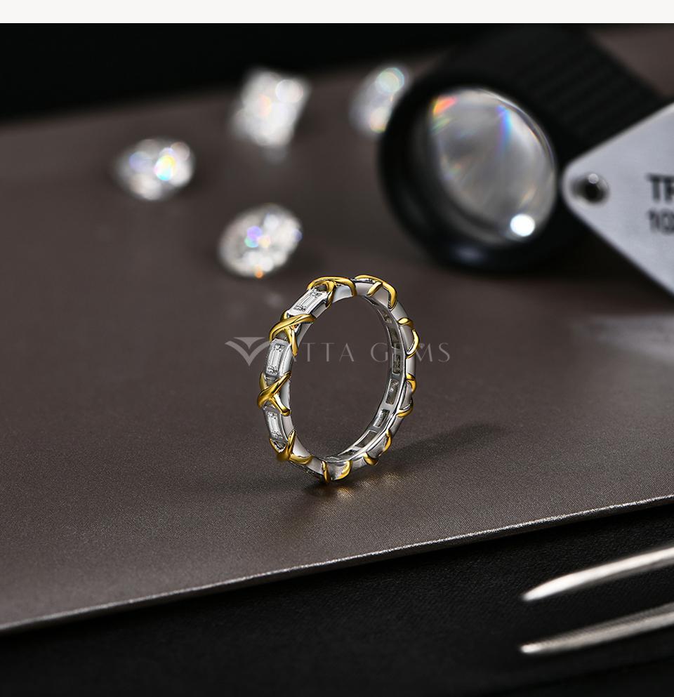 Baguette Shape 3*1.5mm Synthetic  Moissanite Ring  Birthday Gift Daily Wear Fine Jewelry R161