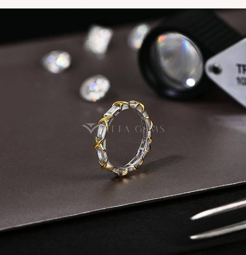 Baguette Shape 3*1.5mm Synthetic  Moissanite Ring  Birthday Gift Daily Wear Fine Jewelry R161
