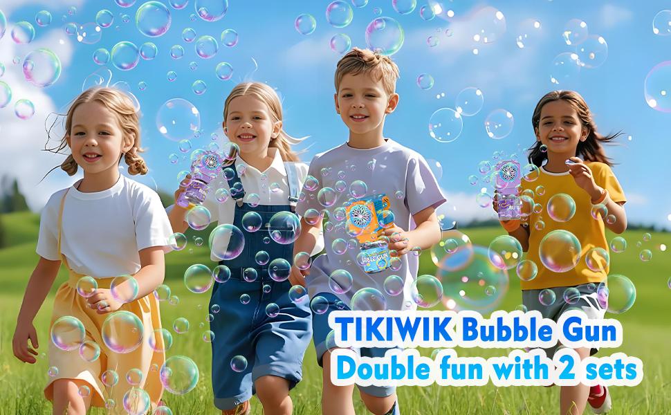 Kids Bubble Gun Colorful Lights Bubble Machine Children Automatic Bubble Machine with Bubble Solution, Gifts for Boys and Girls Ages 3-8