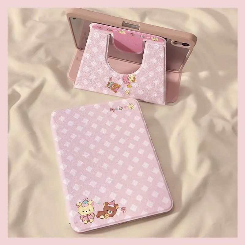 Kawaii Rilakkuma IPad 10 11 Tablet Protective Case Cute Cartoon 360 Degree Rotation Air7 Pen Slot MINI7 Anti Drop Girl Gift Toys