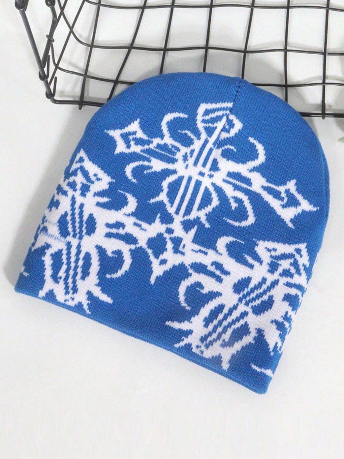 Y2k Harajuku Multi Element Pattern Men's and Women's Winter Warm Rock Hip Hop Fashion Knitted Hat