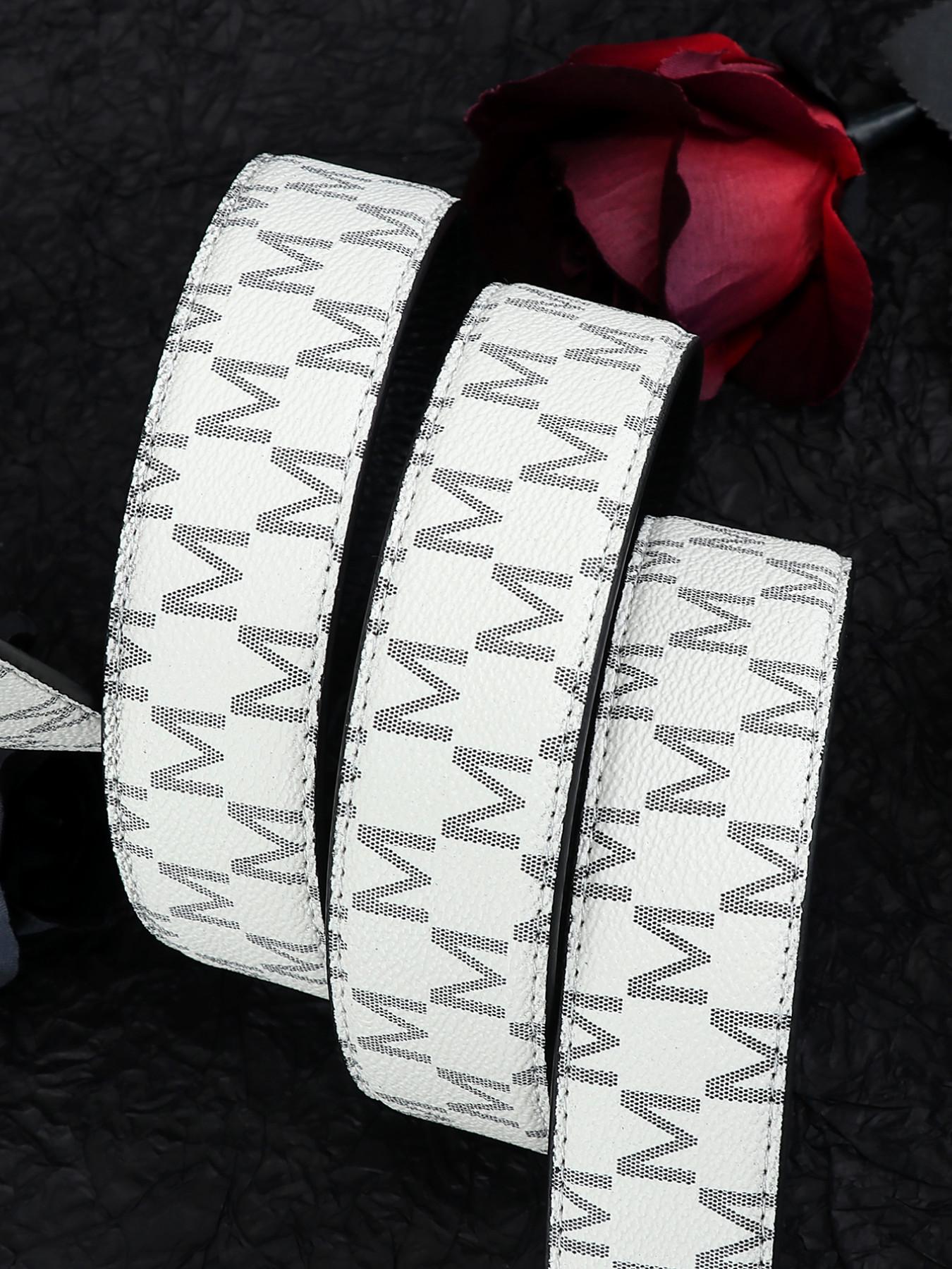 New Trendy Skull Head Automatic Buckle Belt, M Letter Printed Waistband, Men's Fashion Versatile Casual Punk Pants Belt