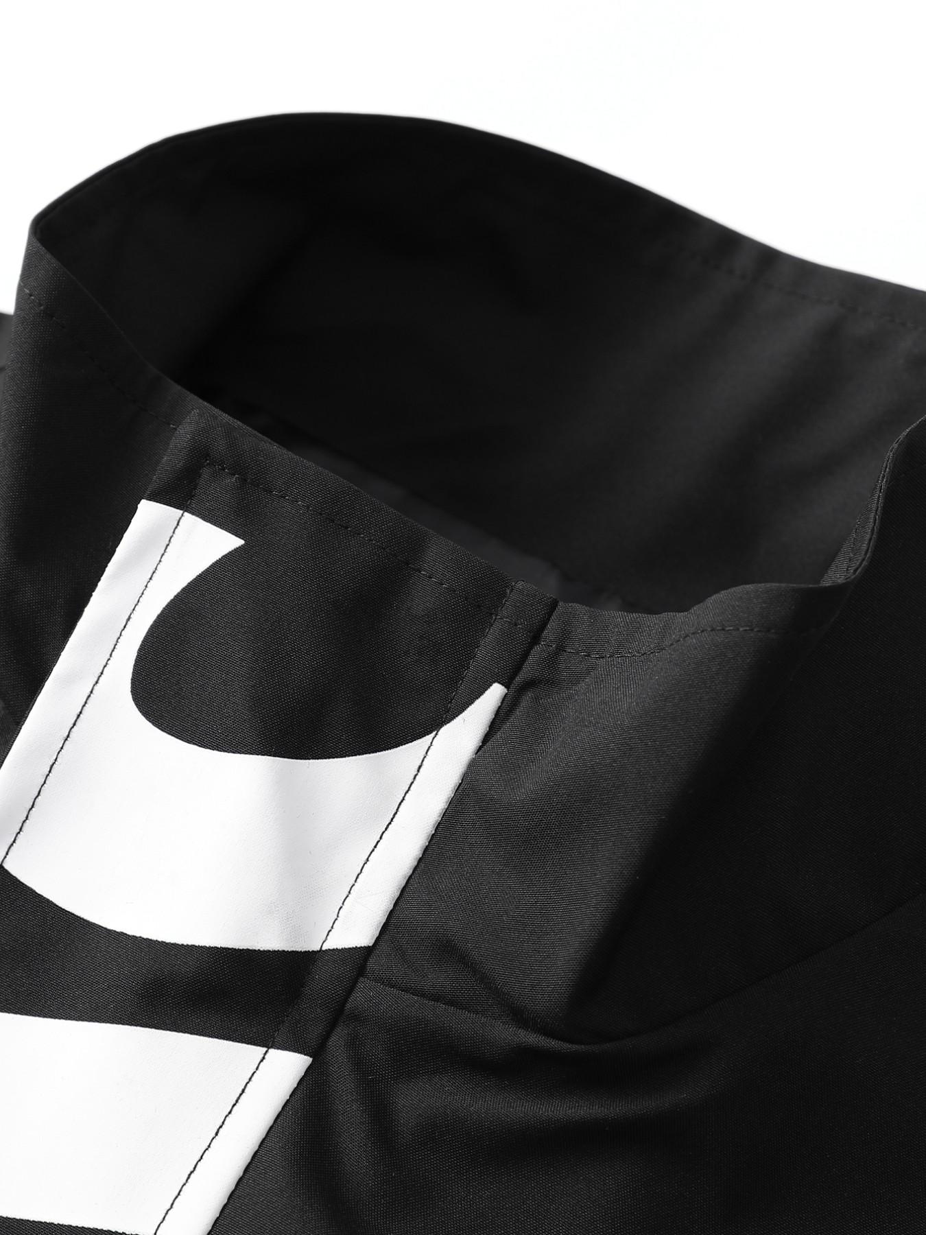 Men's Casual Workwear Zipper Jacket, Windproof Anti-Wrinkle Fabric, Stand Collar, Practical Pockets, Fashion Letter Print, Loose Fit