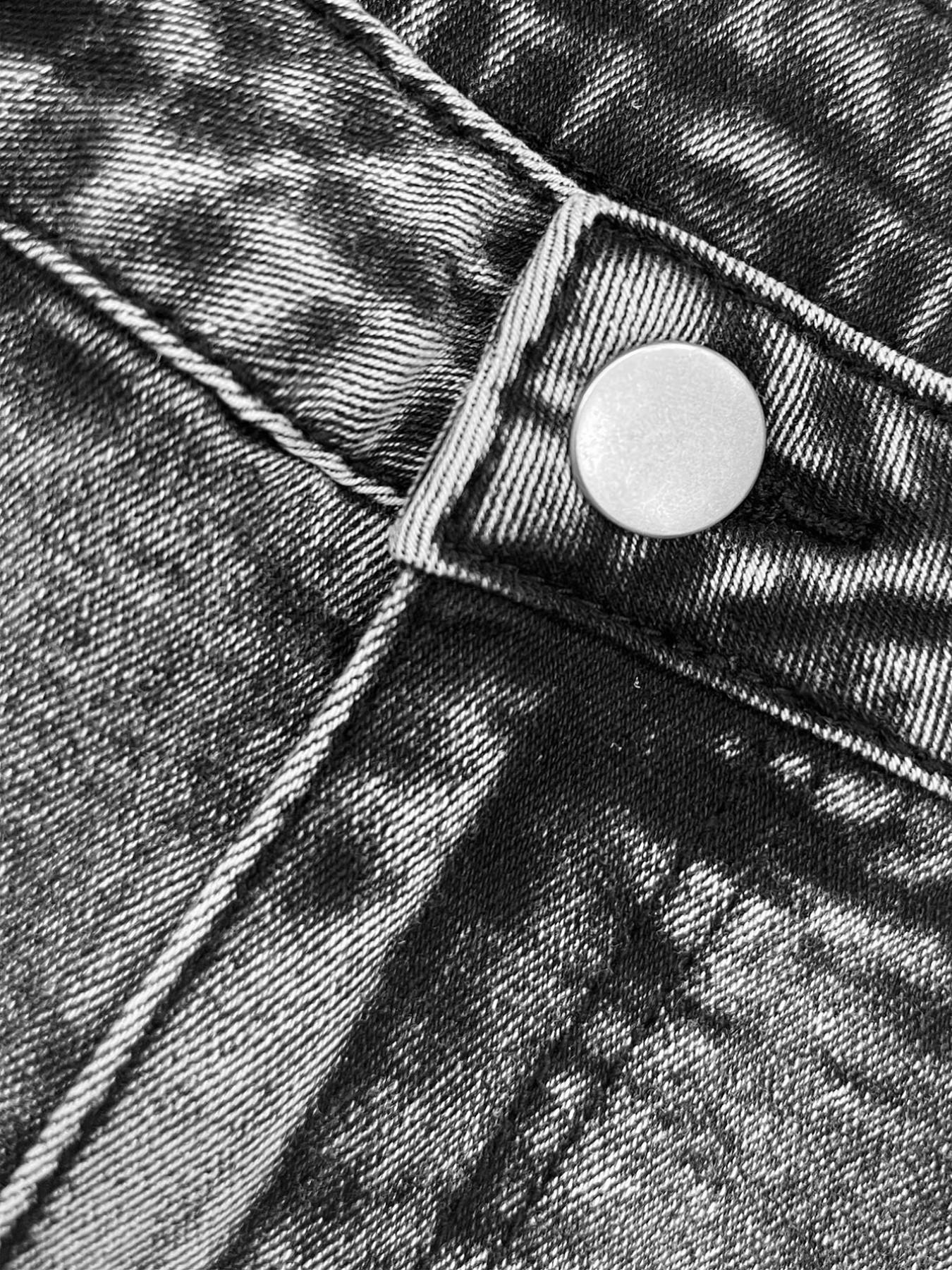 Women's Denim Jeans Embroidered Loose Fit Elastic Straight Leg Pants Fashion High Street Trendy Long Jeans