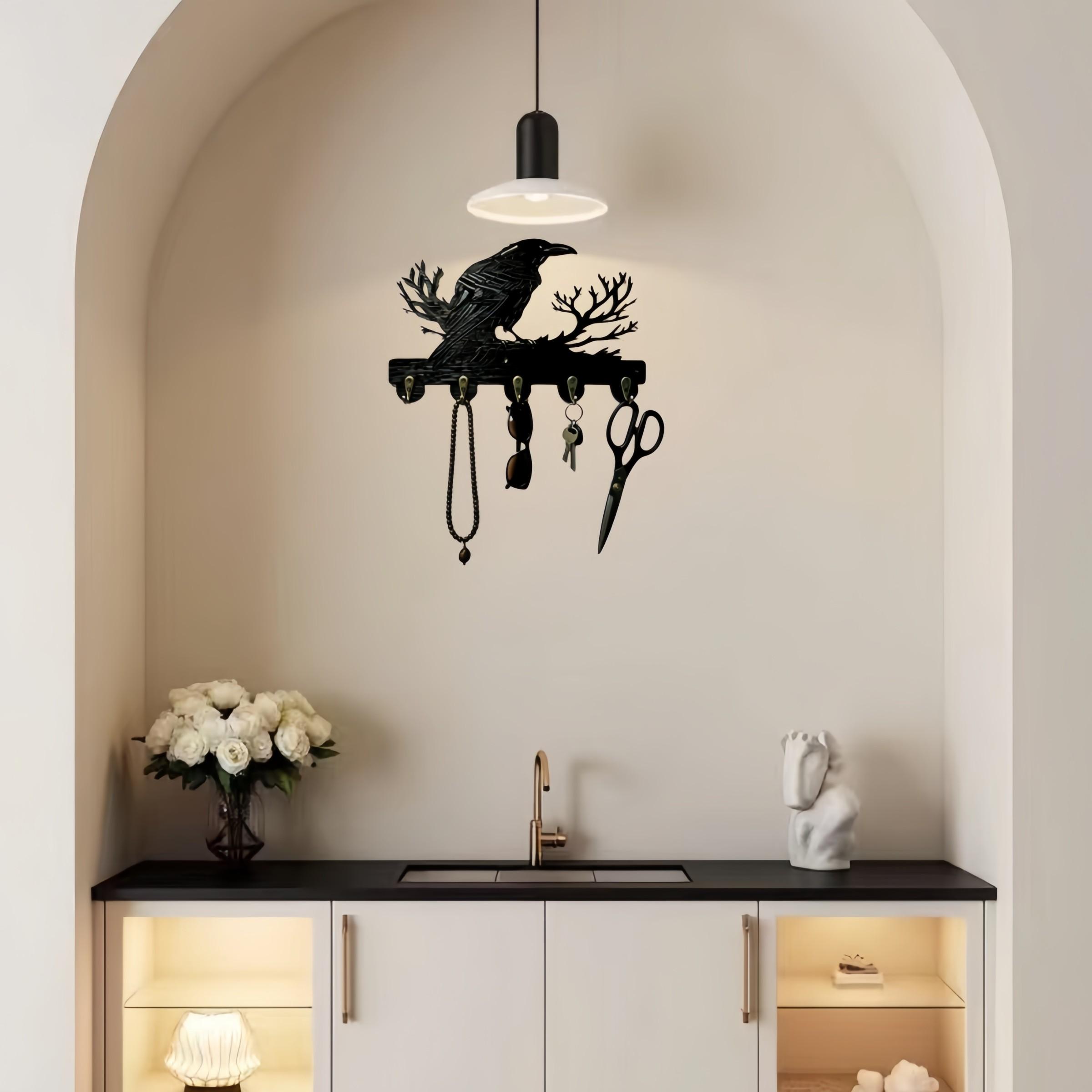 Creative Raven Theme Wall Hook, Perfect for Vintage and Industrial Styles, Hang Hats, Keys, Scarves, Bags, Masks, Organize Home Spaces