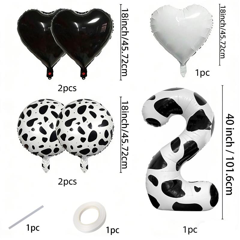 Unique Cow Print Number Heart Foil Balloons, Luxury Series Multi Shape Kit, Wedding Bridal Party Decor, Grand Event & Celebration