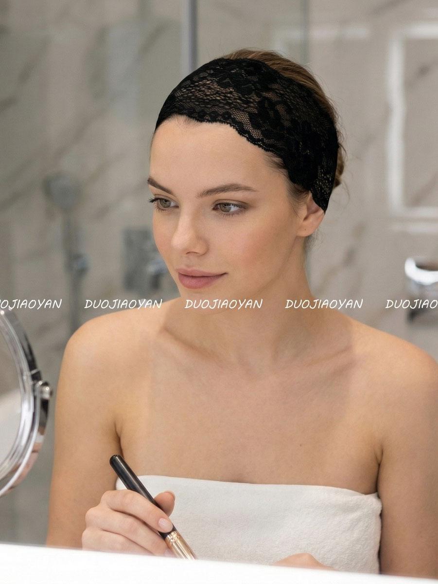 Summer Solid Color Lace Headband, Elegant French Vintage Trim Scarf, Fashion Beach Photo Accessory, 1pc Hollow Out Design