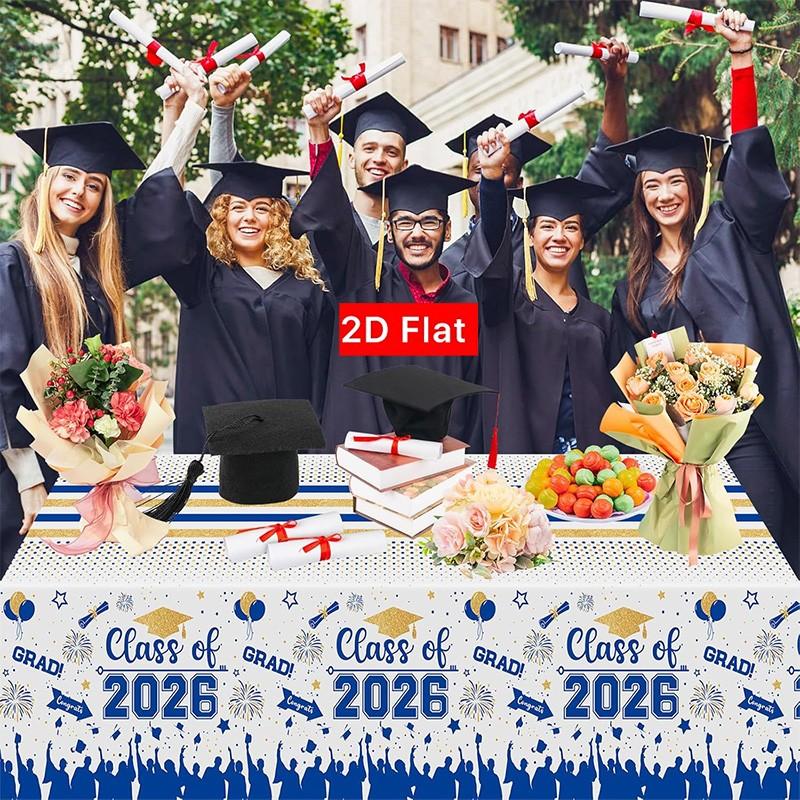 2D Flat Party Tablecloth 1pc, Graduation Ceremony Decor, No Power Needed, Perfect for 2026 Graduation Parties, Event Supplies