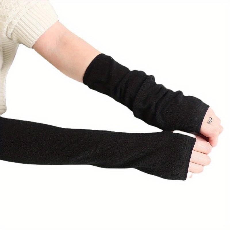 1 Pair of Women's Thermal Arm Sleeves - Winter Thermal Fingerless Gloves, Elastic Arm Warmers for Cosplay Parties, Gym, Commuting - Cold Weather Apparel, - Halloween and Daily Use, Halloween Costume, Gym Wear, Fashionable Design, Snug Fit, Cold